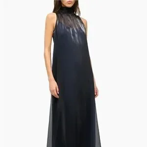 STAUD | Dresses | Staud Albee Turtleneck Chiffon Maxi Dress In Midnight  Black Small | Poshmark